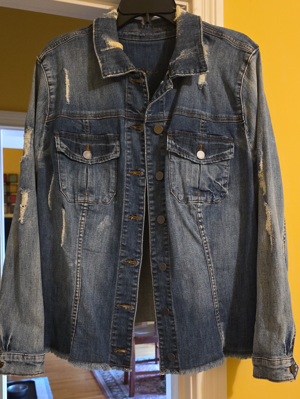 Kut from the Kloth Distressed Blue Denim Jacket